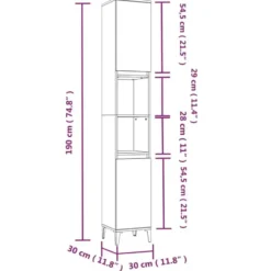 vidaXL - Badkamerkast 30x30x190 cm bewerkt hout gerookt eikenkleurig
