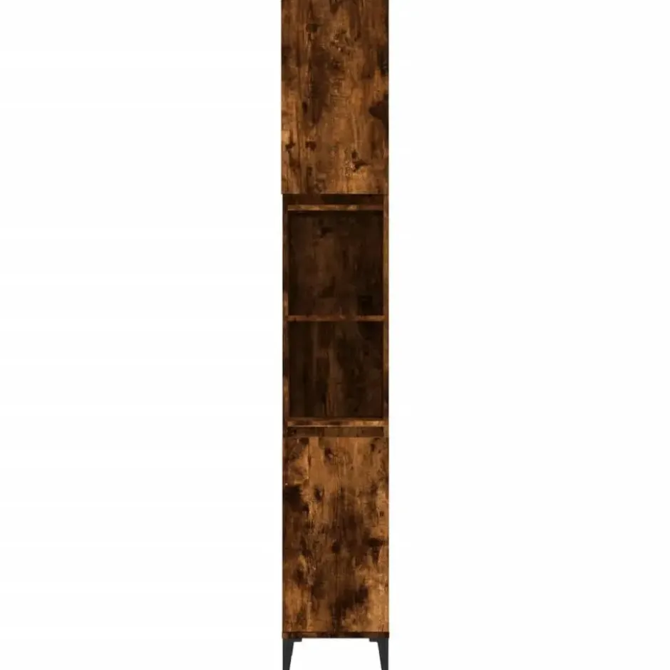 vidaXL - Badkamerkast 30x30x190 cm bewerkt hout gerookt eikenkleurig