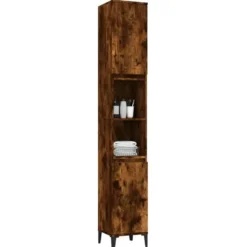 vidaXL - Badkamerkast 30x30x190 cm bewerkt hout gerookt eikenkleurig