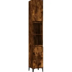 vidaXL - Badkamerkast 30x30x190 cm bewerkt hout gerookt eikenkleurig