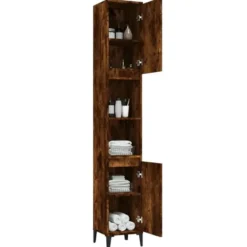 vidaXL - Badkamerkast 30x30x190 cm bewerkt hout gerookt eikenkleurig