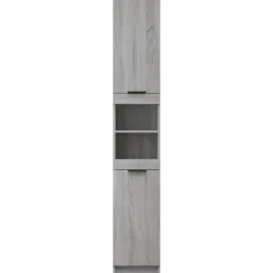 vidaXL - Badkamerkast 32x34x188,5 cm bewerkt hout grijs sonoma eiken