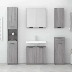 vidaXL - Badkamerkast 32x34x188,5 cm bewerkt hout grijs sonoma eiken