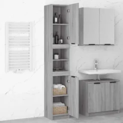 vidaXL - Badkamerkast 32x34x188,5 cm bewerkt hout grijs sonoma eiken