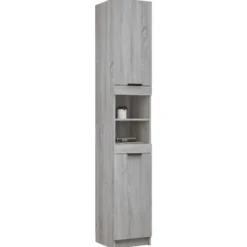 vidaXL - Badkamerkast 32x34x188,5 cm bewerkt hout grijs sonoma eiken