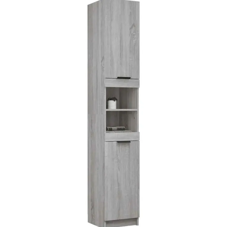 vidaXL - Badkamerkast 32x34x188,5 cm bewerkt hout grijs sonoma eiken