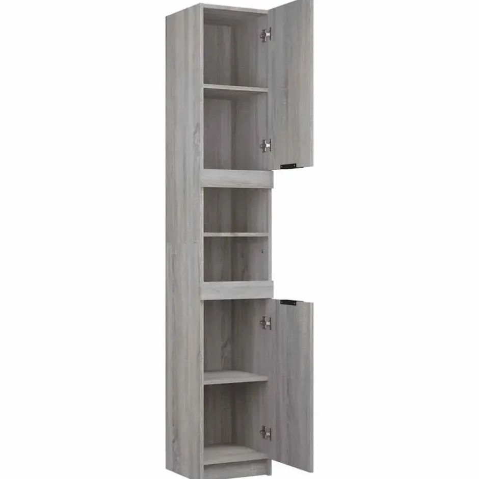vidaXL - Badkamerkast 32x34x188,5 cm bewerkt hout grijs sonoma eiken