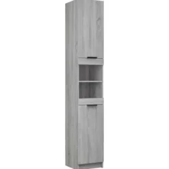 vidaXL - Badkamerkast 32x34x188,5 cm bewerkt hout grijs sonoma eiken