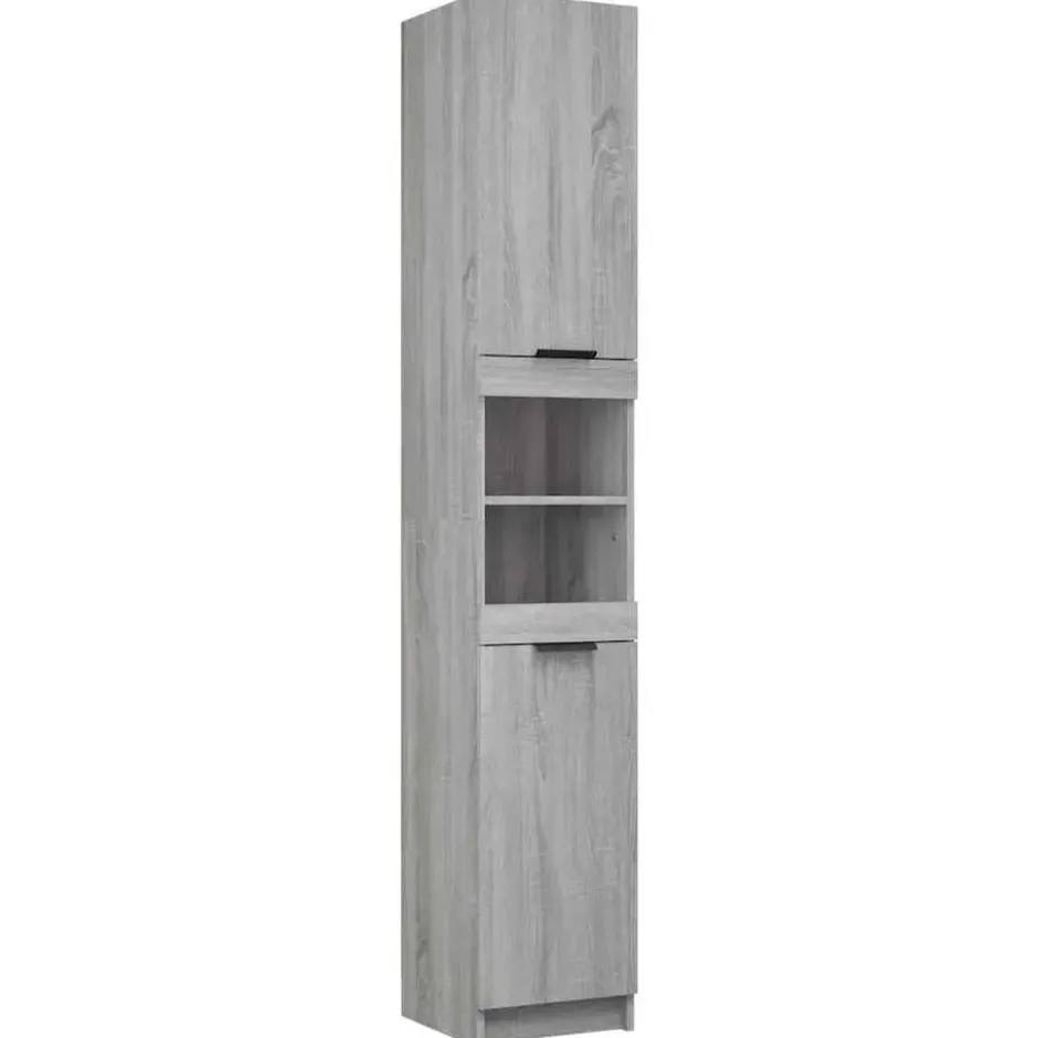 vidaXL - Badkamerkast 32x34x188,5 cm bewerkt hout grijs sonoma eiken