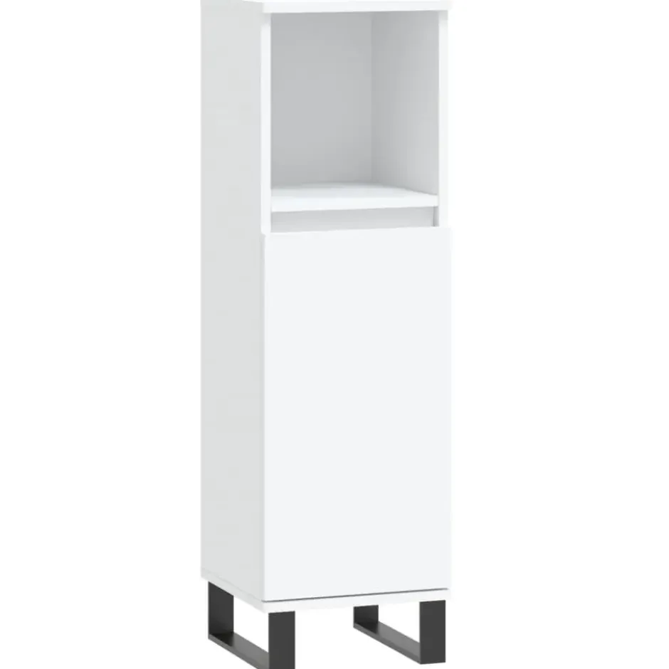 vidaXL - Badkamerkast 30x30x100 cm bewerkt hout wit kast