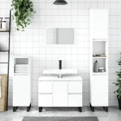 vidaXL - Badkamerkast 30x30x100 cm bewerkt hout wit kast