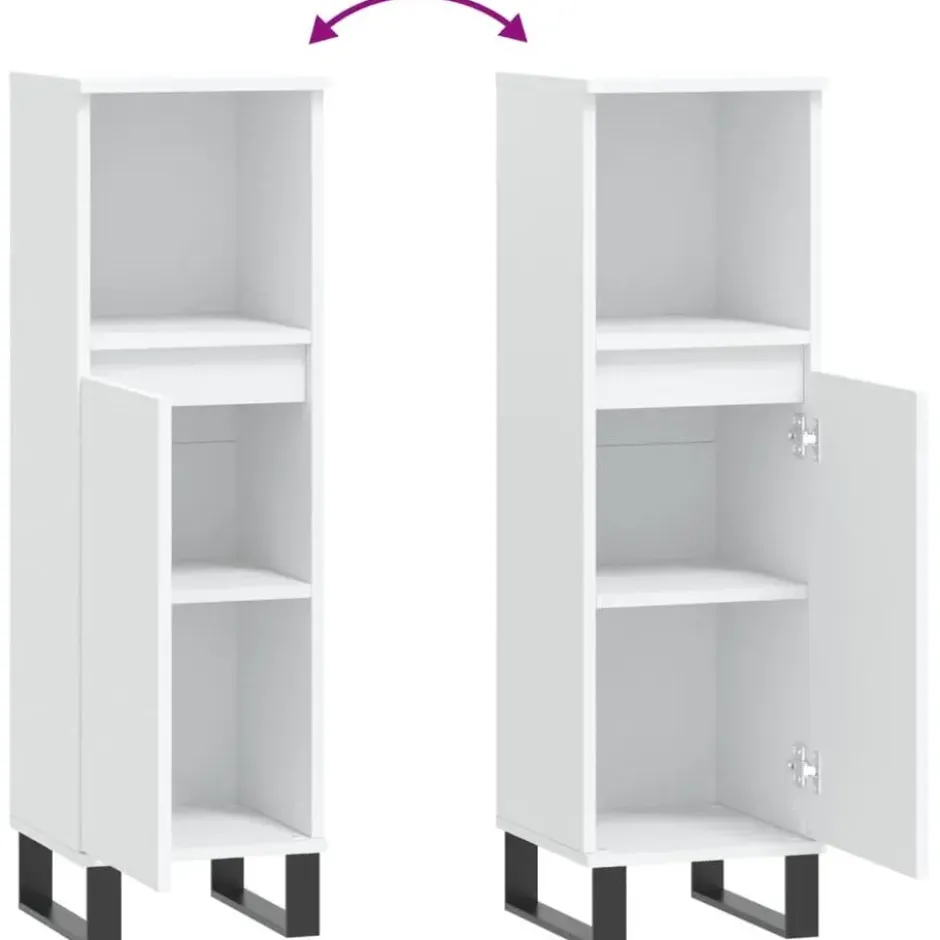 vidaXL - Badkamerkast 30x30x100 cm bewerkt hout wit kast
