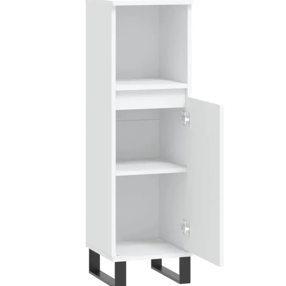 vidaXL - Badkamerkast 30x30x100 cm bewerkt hout wit kast