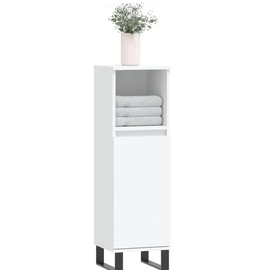 vidaXL - Badkamerkast 30x30x100 cm bewerkt hout wit kast