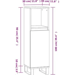 vidaXL - Badkamerkast 30x30x100 cm bewerkt hout wit kast