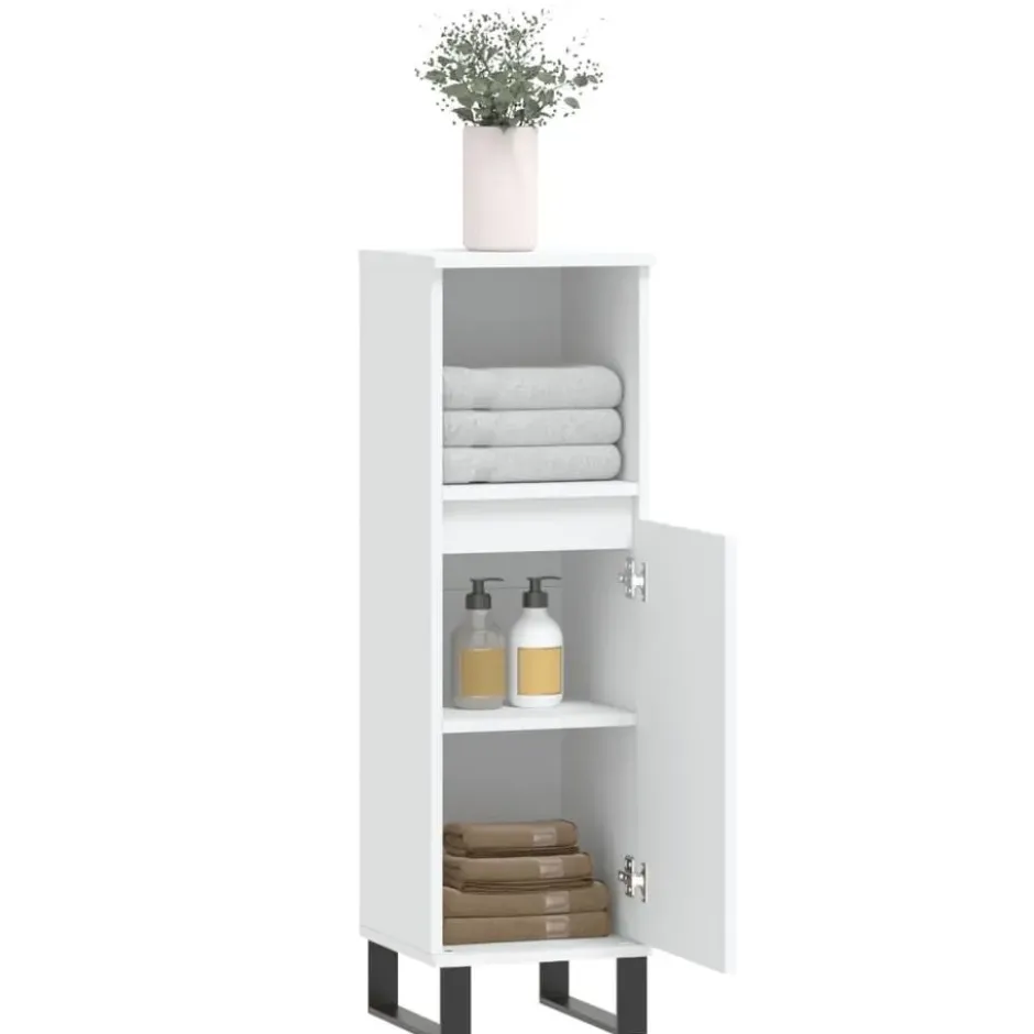 vidaXL - Badkamerkast 30x30x100 cm bewerkt hout wit kast