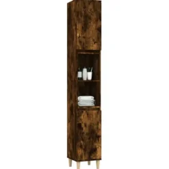 vidaXL - Badkamerkast 30x30x190 cm gerookt eikenkleurig bewerkt hout
