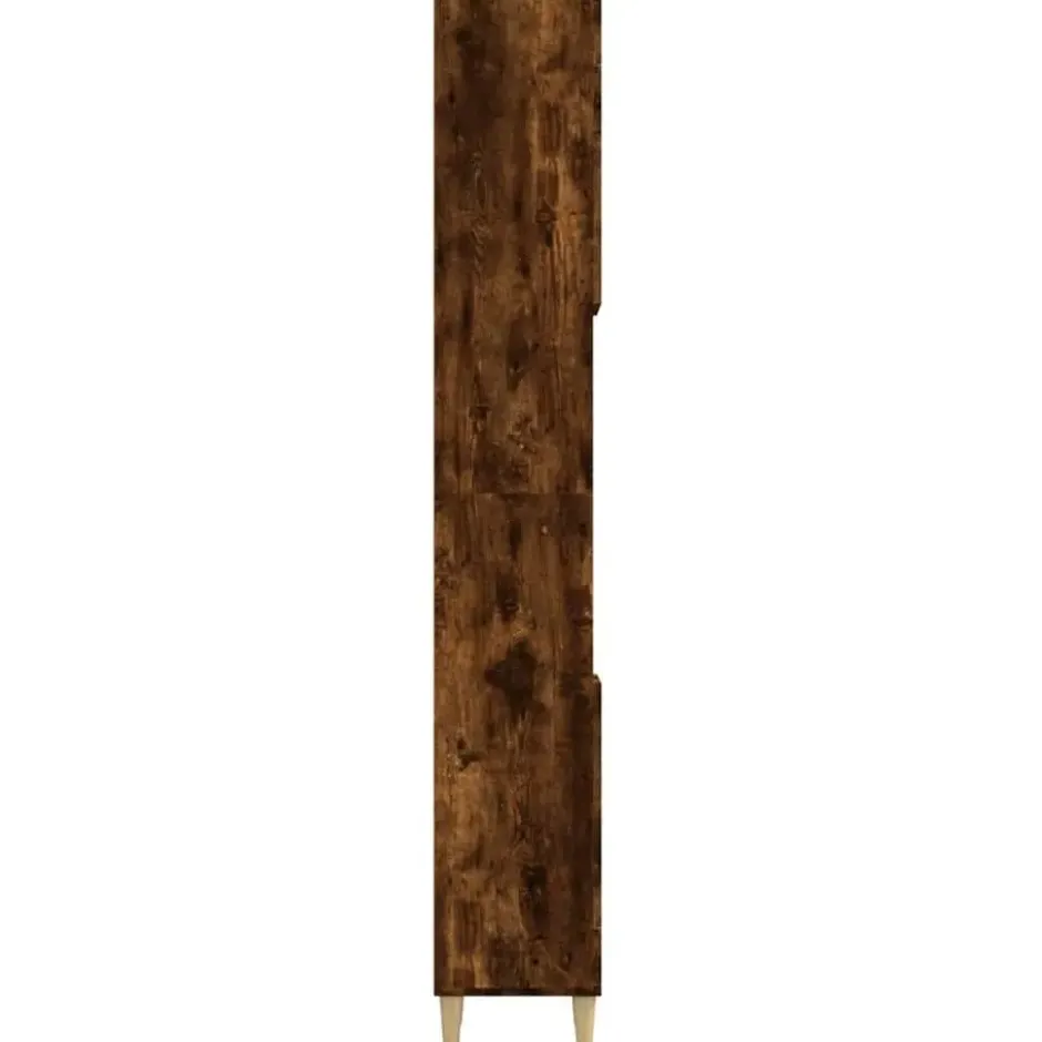 vidaXL - Badkamerkast 30x30x190 cm gerookt eikenkleurig bewerkt hout