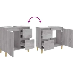 vidaXL - Badkamerkast 65x33x60 cm grijs sonoma eikenkleurig bewerkt hout