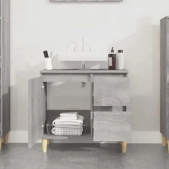 vidaXL - Badkamerkast 65x33x60 cm grijs sonoma eikenkleurig bewerkt hout