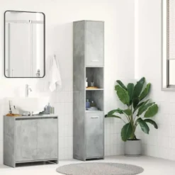 VIDAXL Badkamerkast 30x30x183,5 cm spaanplaat betongrijs