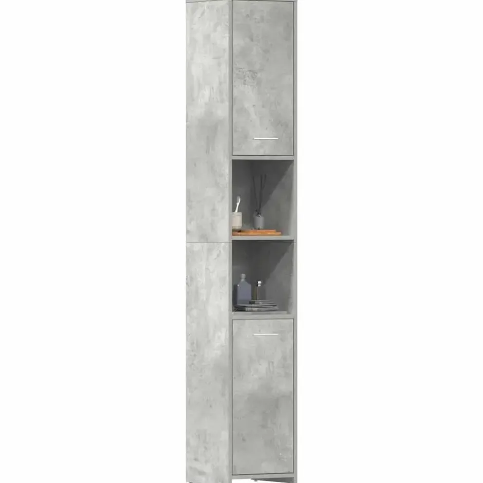 VIDAXL Badkamerkast 30x30x183,5 cm spaanplaat betongrijs