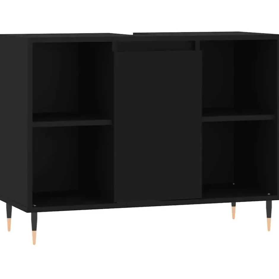 vidaXL - Badkamerkast 80x33x60 cm zwart bewerkt hout