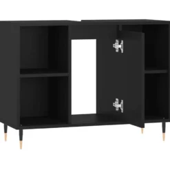 vidaXL - Badkamerkast 80x33x60 cm zwart bewerkt hout