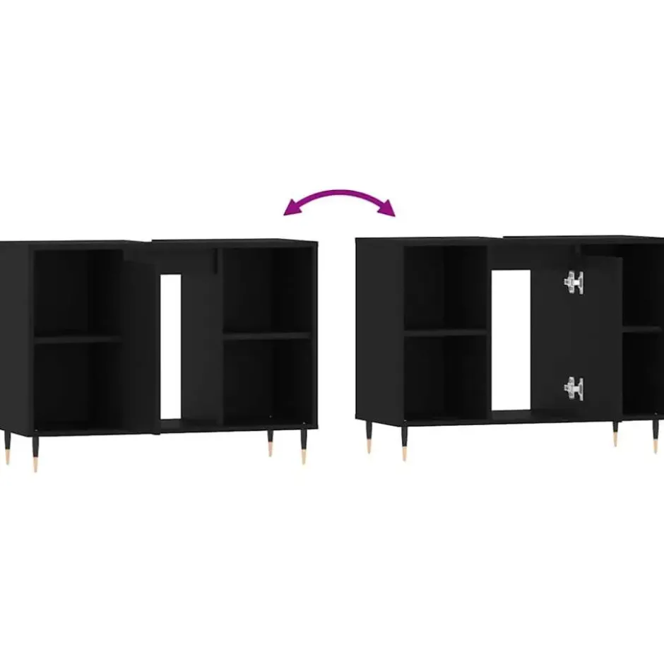 vidaXL - Badkamerkast 80x33x60 cm zwart bewerkt hout