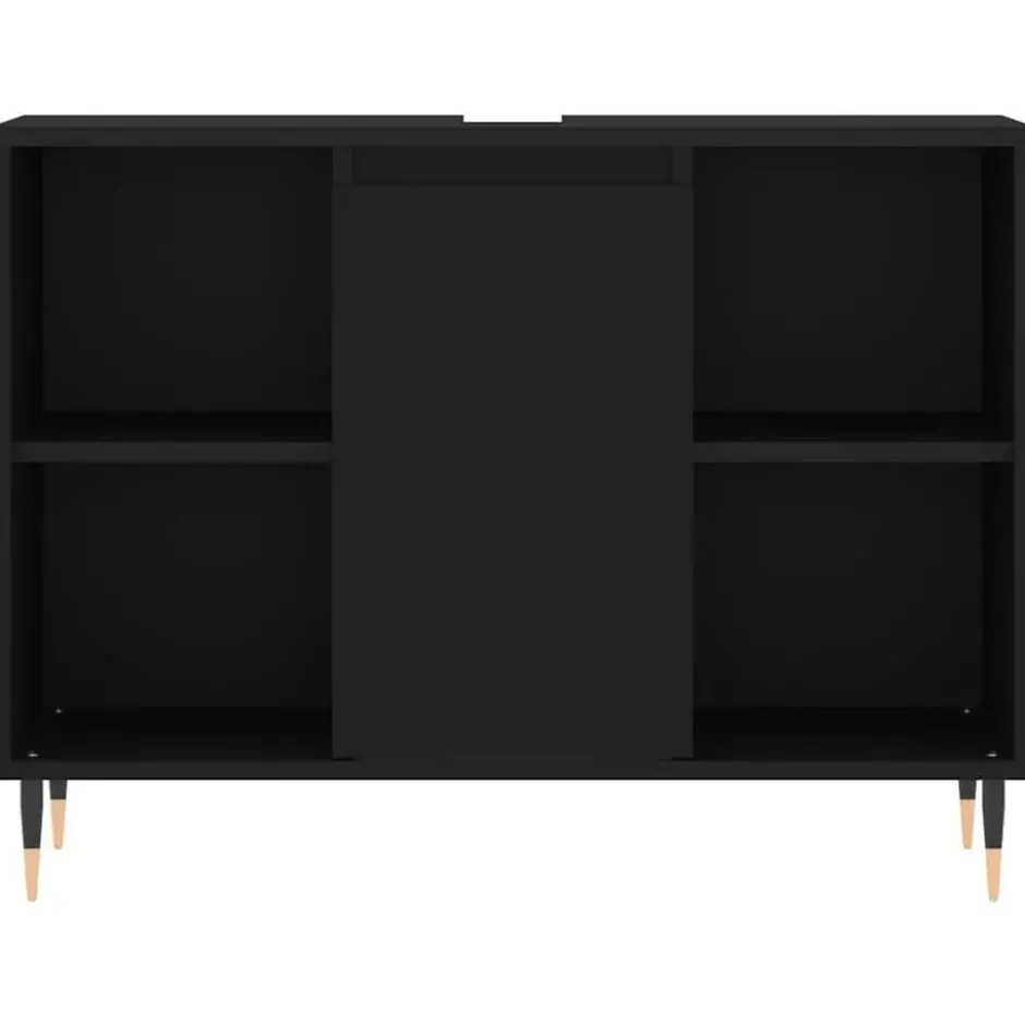 vidaXL - Badkamerkast 80x33x60 cm zwart bewerkt hout