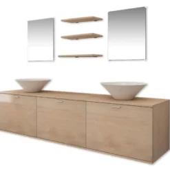 vidaXL - Badkamer Meubel - Beige - Bewerkt hout