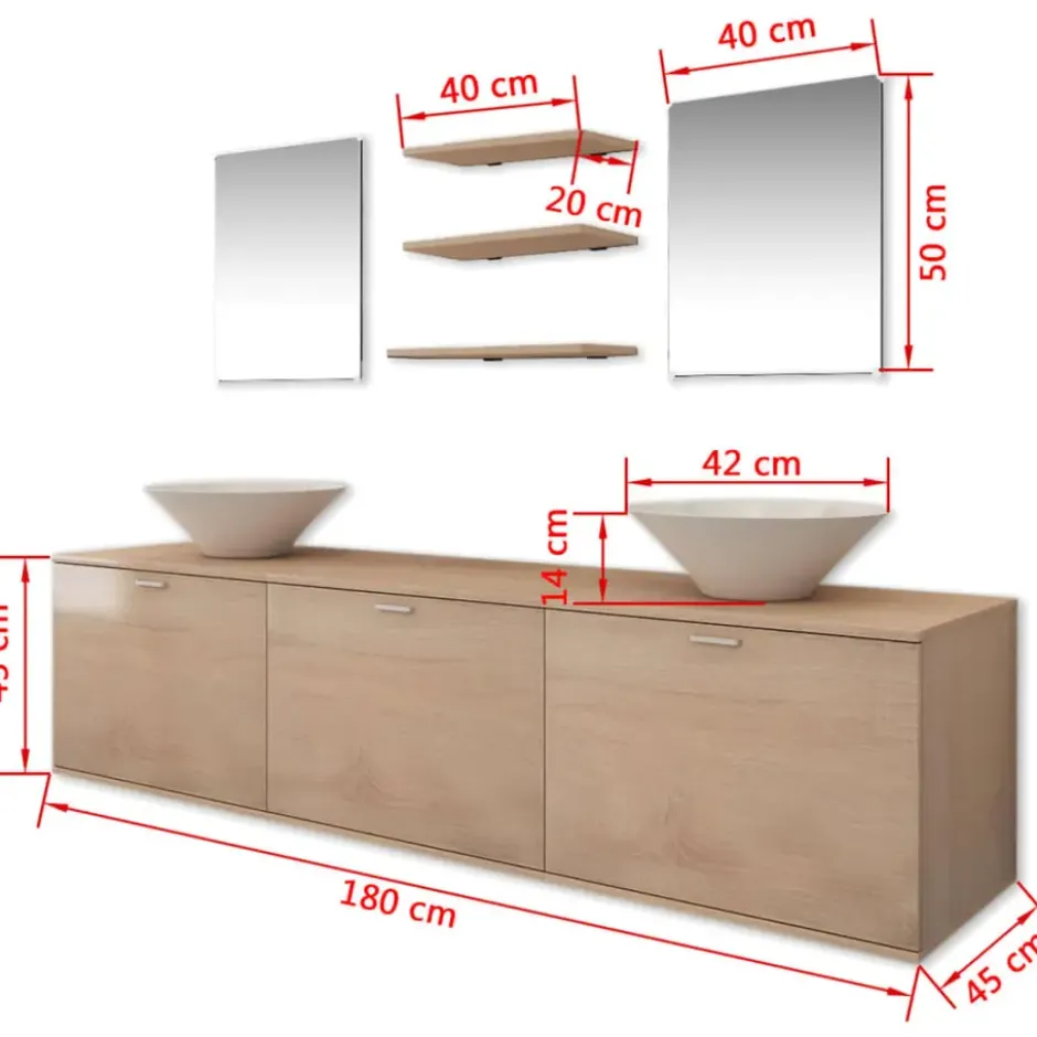 vidaXL - Badkamer Meubel - Beige - Bewerkt hout