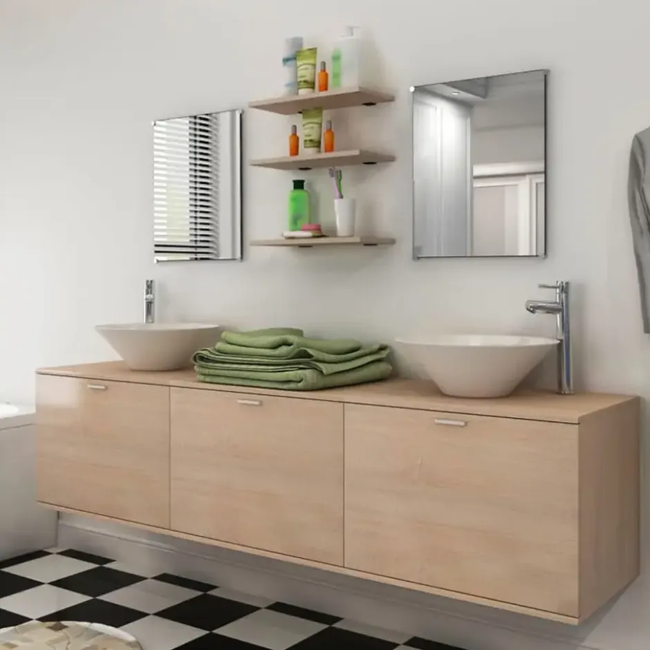 vidaXL - Badkamer Meubel - Beige - Bewerkt hout