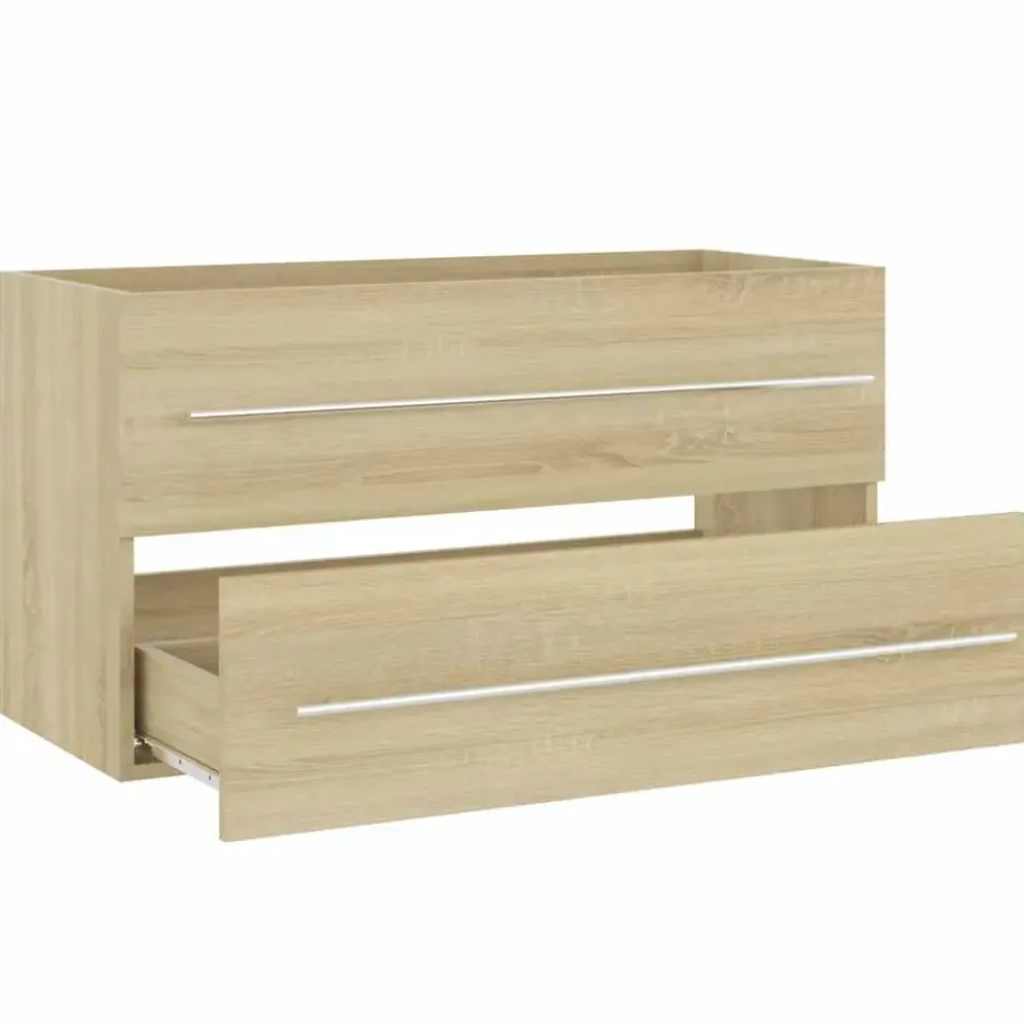 vidaXL - Badkamermeubelset - Bruin - Bewerkt hout