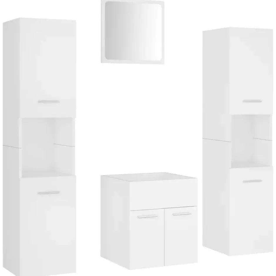 vidaXL - Badkamermeubelset - Wit - Bewerkt hout - 41 x 38.5 x 46 cm