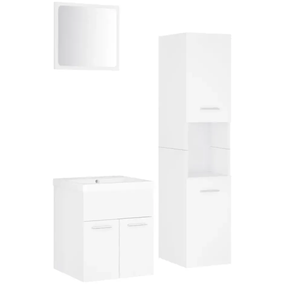 vidaXL - Badkamermeubelset - Wit - Bewerkt hout - 41 x 38.5 x 46 cm