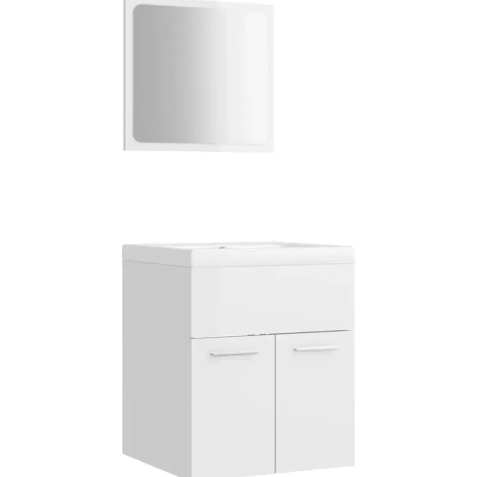 vidaXL - Badkamermeubelset - Wit - Bewerkt hout - 41 x 38.5 x 46 cm