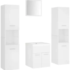 vidaXL - Badkamermeubelset - Wit - Bewerkt hout - 41 x 38.5 x 46 cm