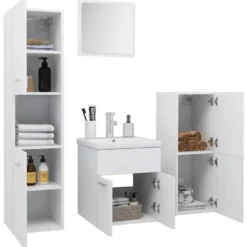 vidaXL - Badkamermeubelset - Wit - Bewerkt hout - 41 x 38.5 x 46 cm