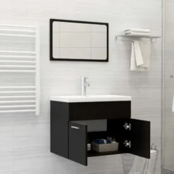 vidaXL - Badkamermeubelset - Zwart - Bewerkt hout - 60 x 38.5 x 46 cm