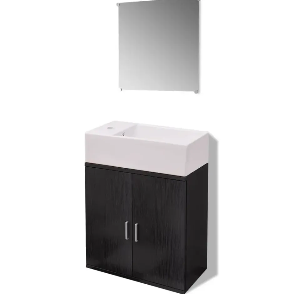 vidaXL - Badkamer Meubel - Zwart - Bewerkt hout