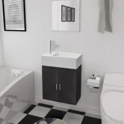 vidaXL - Badkamer Meubel - Zwart - Bewerkt hout