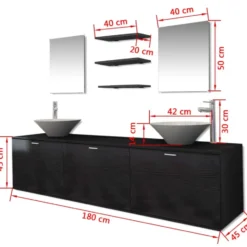 vidaXL - Badkamer Meubel - Zwart - Bewerkt hout
