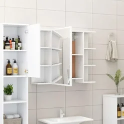 vidaXL - Badkamerspiegelkast - Wit - Bewerkt hout