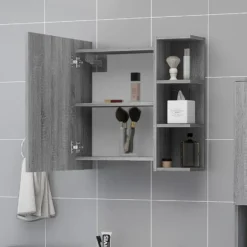 vidaXL - Badkamerspiegelkast 62,5x20,5x64 cm bewerkt hout grijs sonoma