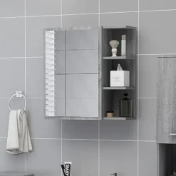 vidaXL - Badkamerspiegelkast 62,5x20,5x64 cm bewerkt hout grijs sonoma