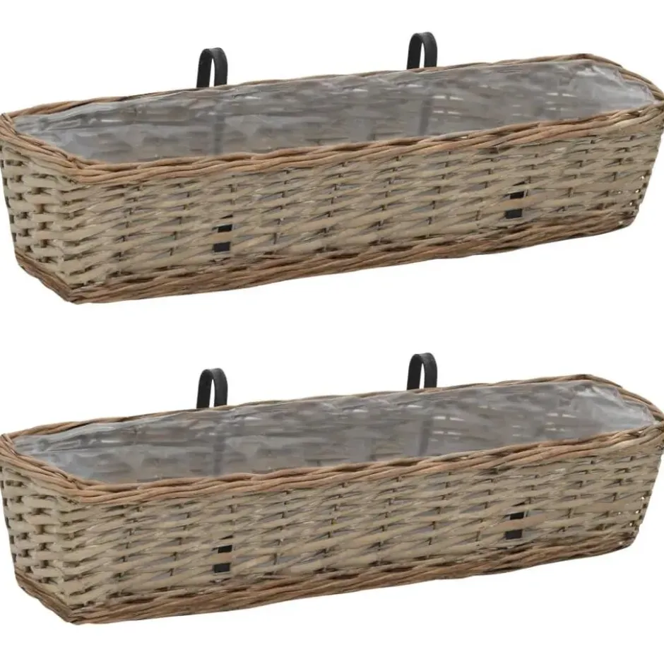 vidaXL - Balkonbakken 80x20x15 cm wicker met PE voering 2 Stuks