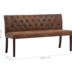 vidaXL - Bank - Bruin - Suède - 148.5 cm