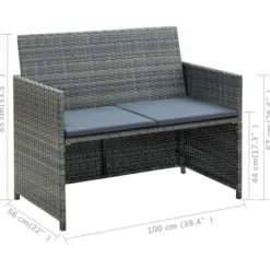 vidaXL - Bank - Grijs - Poly rattan