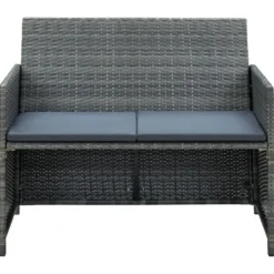 vidaXL - Bank - Grijs - Poly rattan